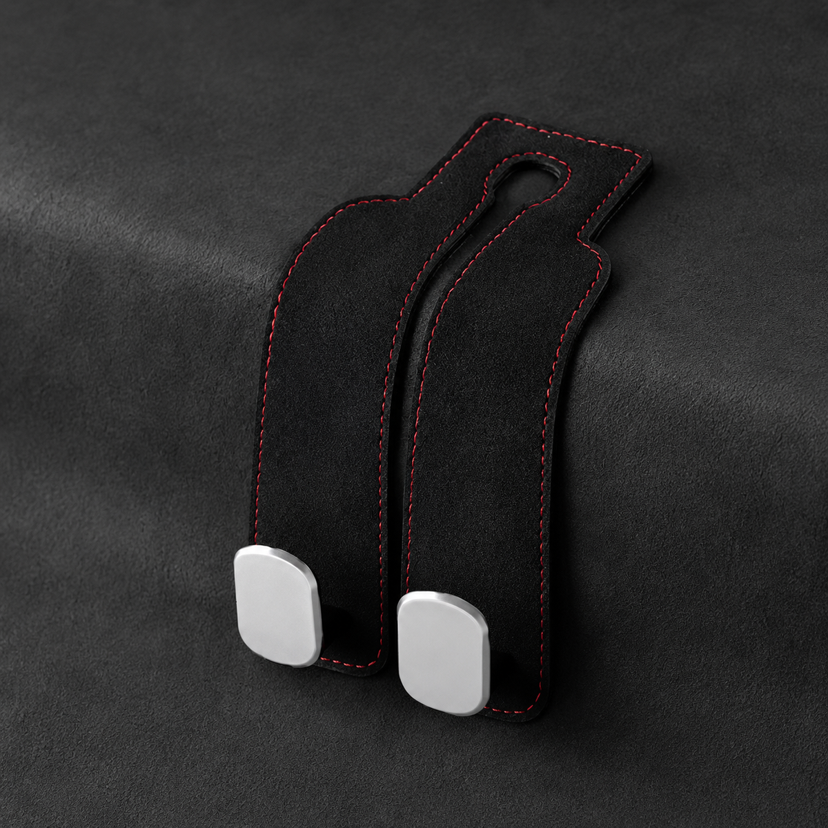 Leather Car Seat Headrest Hooks – Double Metal Purse & Bag Hangers