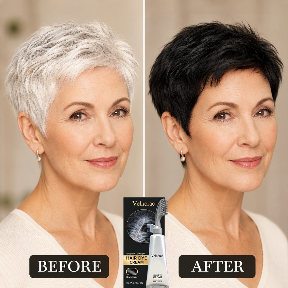 Black Hair Dye Cream – Easy Comb-On Gray Coverage, Long-Lasting Color & a Younger-Looking Finish