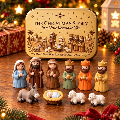 Mini Nativity Scene Keepsake Tin — 🙏Pocket-Sized Christmas Holy Family Set