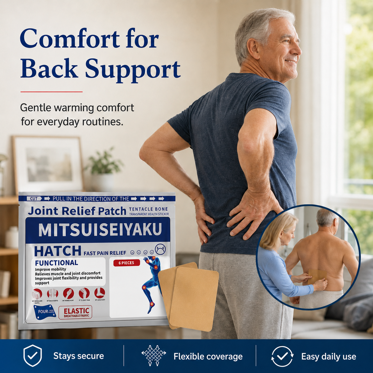 Joint Relief Patch, Fast-Acting Pain Relief Patches for Knee, Back, Neck, Shoulder & Muscle Discomfort