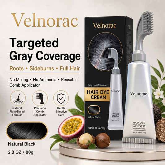 Black Hair Dye Cream with Easy Comb Applicator – Long-Lasting Natural Black Color, Instantly Covers Gray Hair