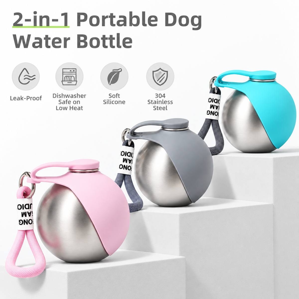 2-in-1 Portable Dog Water Bottle | Leak-Proof Travel Water Bowl for Small Dogs