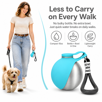 2-in-1 Portable Dog Water Bottle | Leak-Proof Travel Water Bowl for Small Dogs