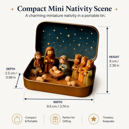 Mini Nativity Scene Keepsake Tin — 🙏Pocket-Sized Christmas Holy Family Set