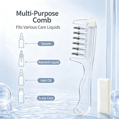 Refillable Scalp Oil Applicator Comb – Precision Serum Application with 7 Metal Massage Tips