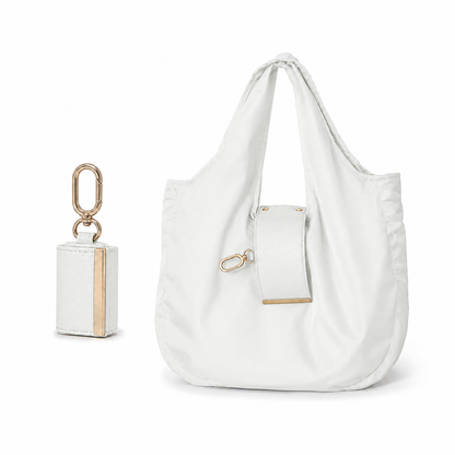 Foldable Keychain Tote Bag, Reusable Shopping Bag with Key Ring