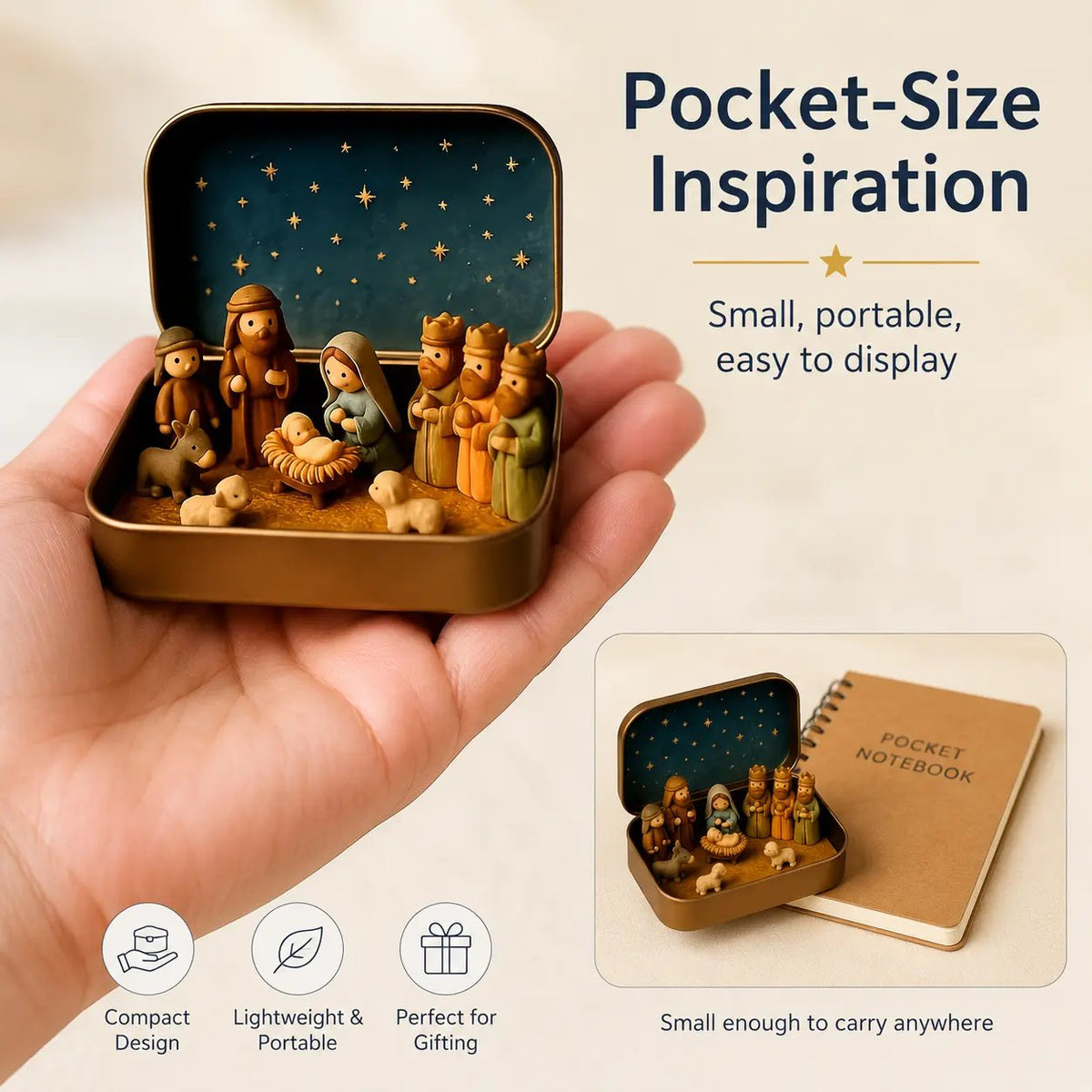 Mini Nativity Scene Keepsake Tin — 🙏Pocket-Sized Christmas Holy Family Set
