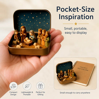 Mini Nativity Scene Keepsake Tin — 🙏Pocket-Sized Christmas Holy Family Set