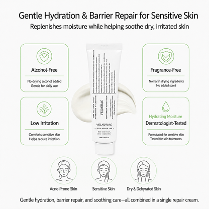 VELNORAC® PDRN Barrier Repair Cream – Hydrating Moisturizer for Breakout-Prone Skin, Redness, Post-Acne Marks & Dry Flaky Skin