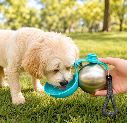 2-in-1 Portable Dog Water Bottle | Leak-Proof Travel Water Bowl for Small Dogs
