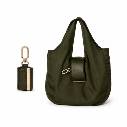 Foldable Keychain Tote Bag, Reusable Shopping Bag with Key Ring