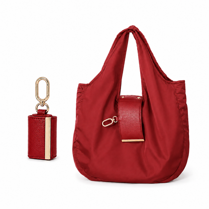 Foldable Keychain Tote Bag, Reusable Shopping Bag with Key Ring