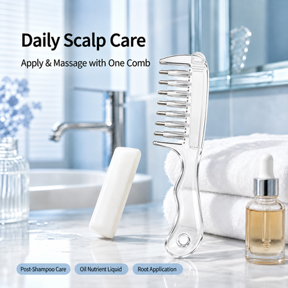 Refillable Scalp Oil Applicator Comb – Precision Serum Application with 7 Metal Massage Tips