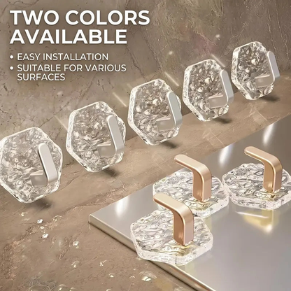 Crystal Clear Hex Ripple Wall Hooks – Heavy-Duty & No-Drill