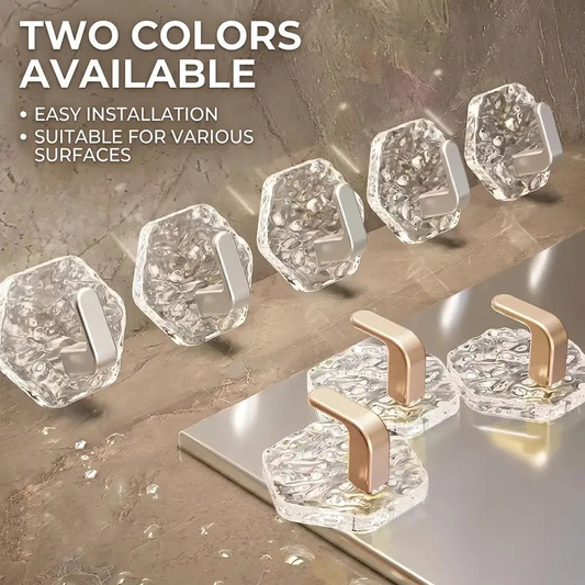 Crystal Clear Hex Ripple Wall Hooks – Heavy-Duty & No-Drill