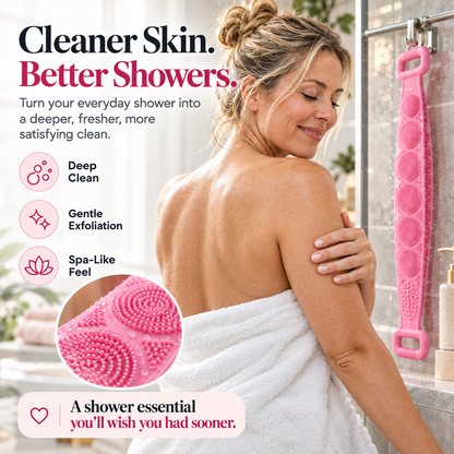 🚿Silicone Back Scrubber Belt – Exfoliating Shower Strap with Easy-Grip Handles for Deep Cleansing & Massage