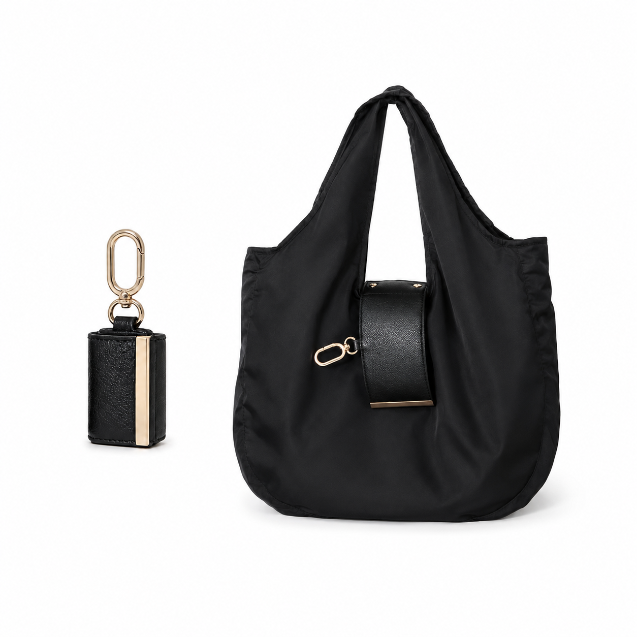 Foldable Keychain Tote Bag, Reusable Shopping Bag with Key Ring