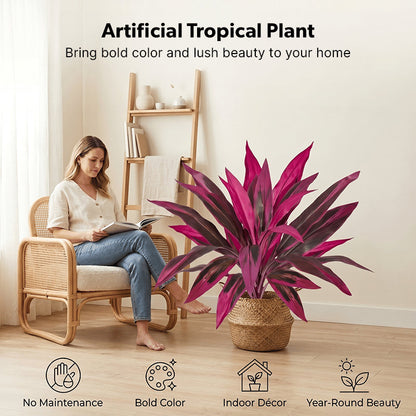 🔥 LAST DAY 50% OFF! 🏡🌿2Pcs Artificial Red Cordyline Ti Plant – No-Fuss Year-Round Vibrant Foliage!