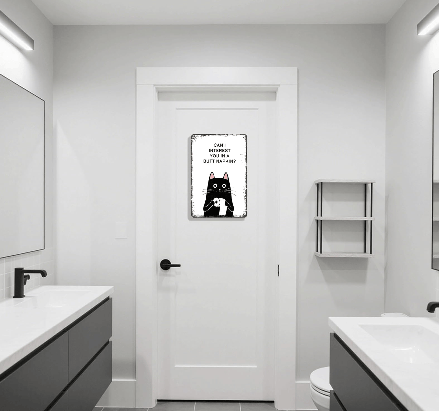 🐾💕 Vintage Cat Bathroom Sign - "Welcome to the Bathroom"