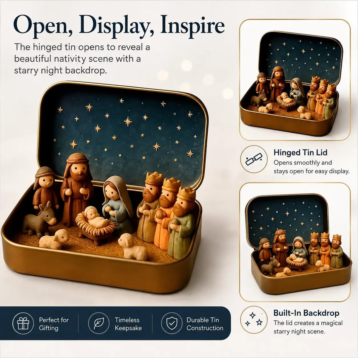 Mini Nativity Scene Keepsake Tin — 🙏Pocket-Sized Christmas Holy Family Set