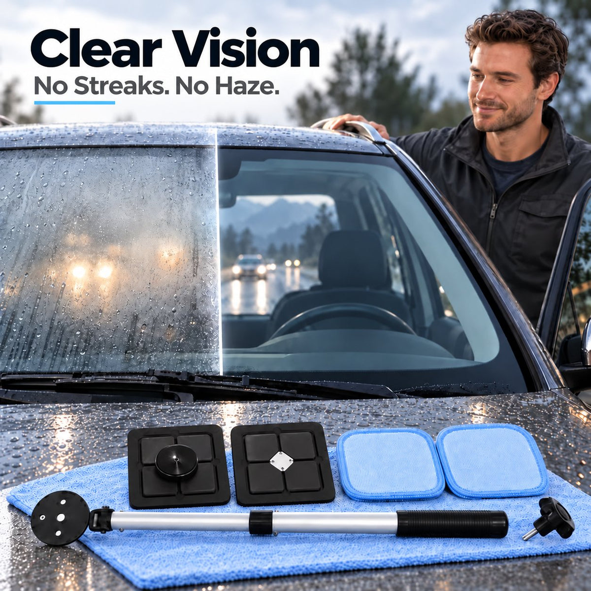 Dual-Sided Magnetic Windshield Cleaner – Streak-Free Car Glass Tool
