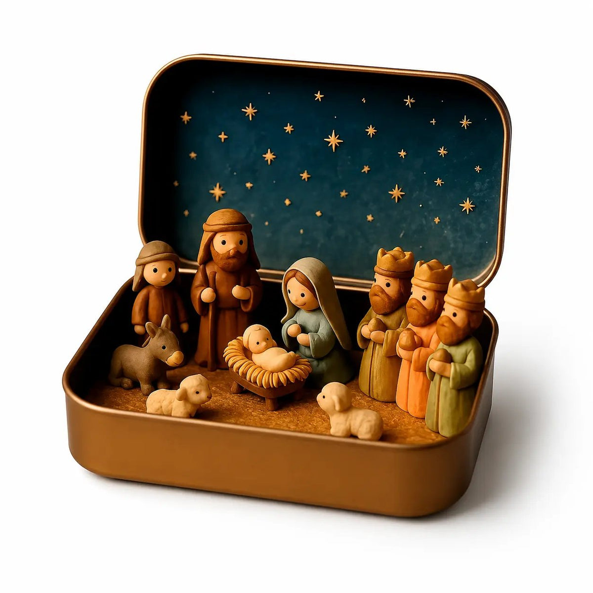 Mini Nativity Scene Keepsake Tin — 🙏Pocket-Sized Christmas Holy Family Set