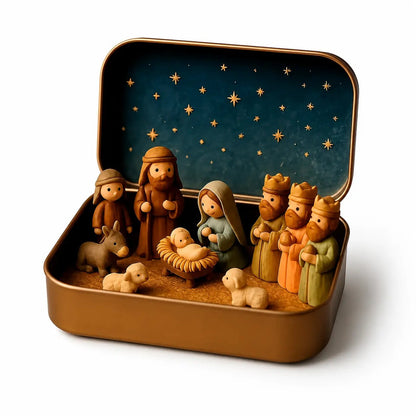 Mini Nativity Scene Keepsake Tin — 🙏Pocket-Sized Christmas Holy Family Set