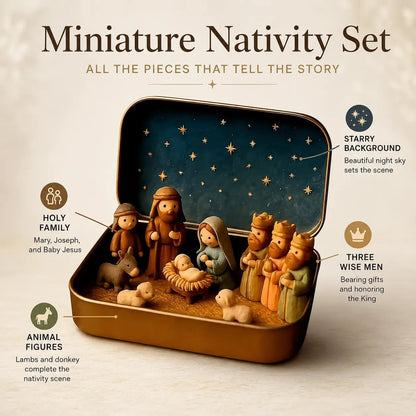 Mini Nativity Scene Keepsake Tin — 🙏Pocket-Sized Christmas Holy Family Set