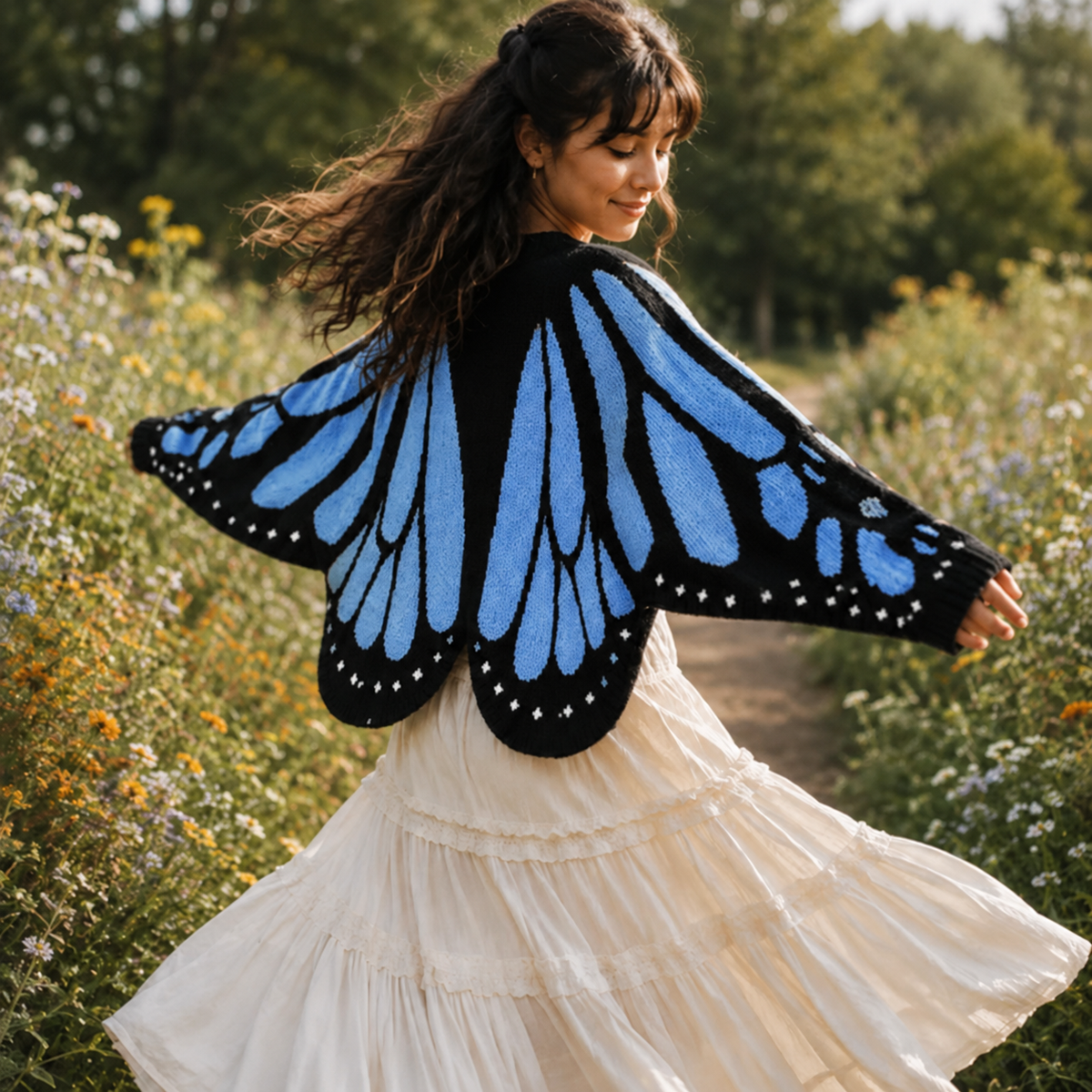 Hand-Crocheted Monarch Butterfly Cardigan