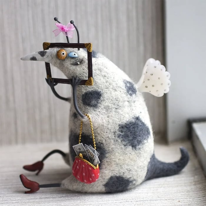 🔥Hot Sale 49% OFF🌟🐭👀Handmade Wool Felt Big-Eyed Panicked Weirdo — Quirky Plush Pal🧶