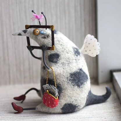 🔥Hot Sale 49% OFF🌟🐭👀Handmade Wool Felt Big-Eyed Panicked Weirdo — Quirky Plush Pal🧶