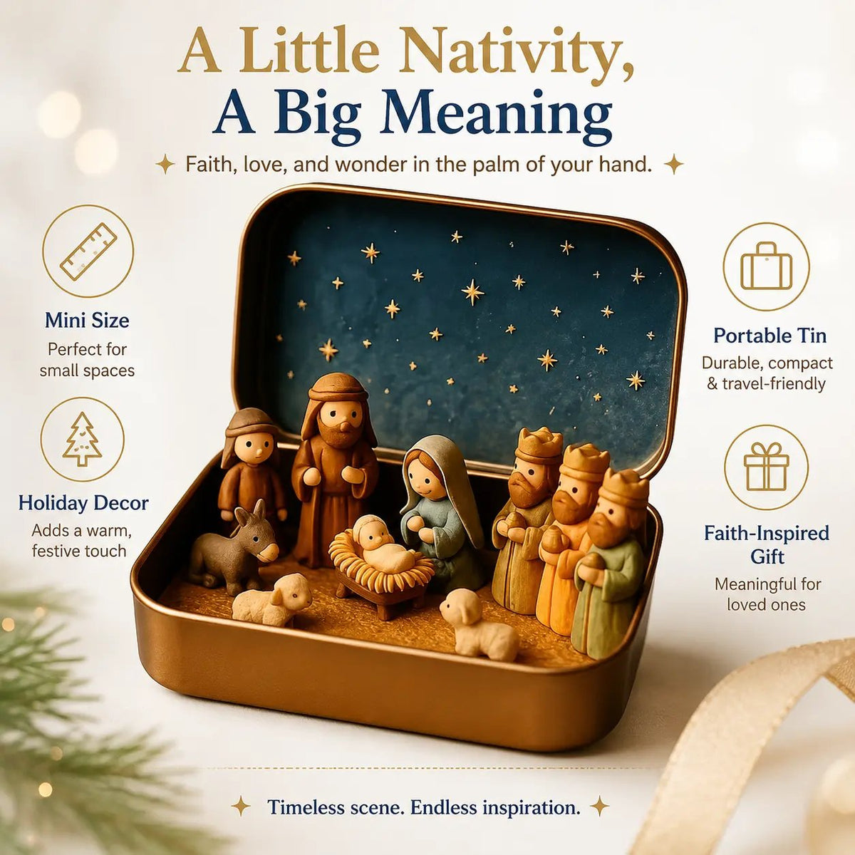 Mini Nativity Scene Keepsake Tin — 🙏Pocket-Sized Christmas Holy Family Set