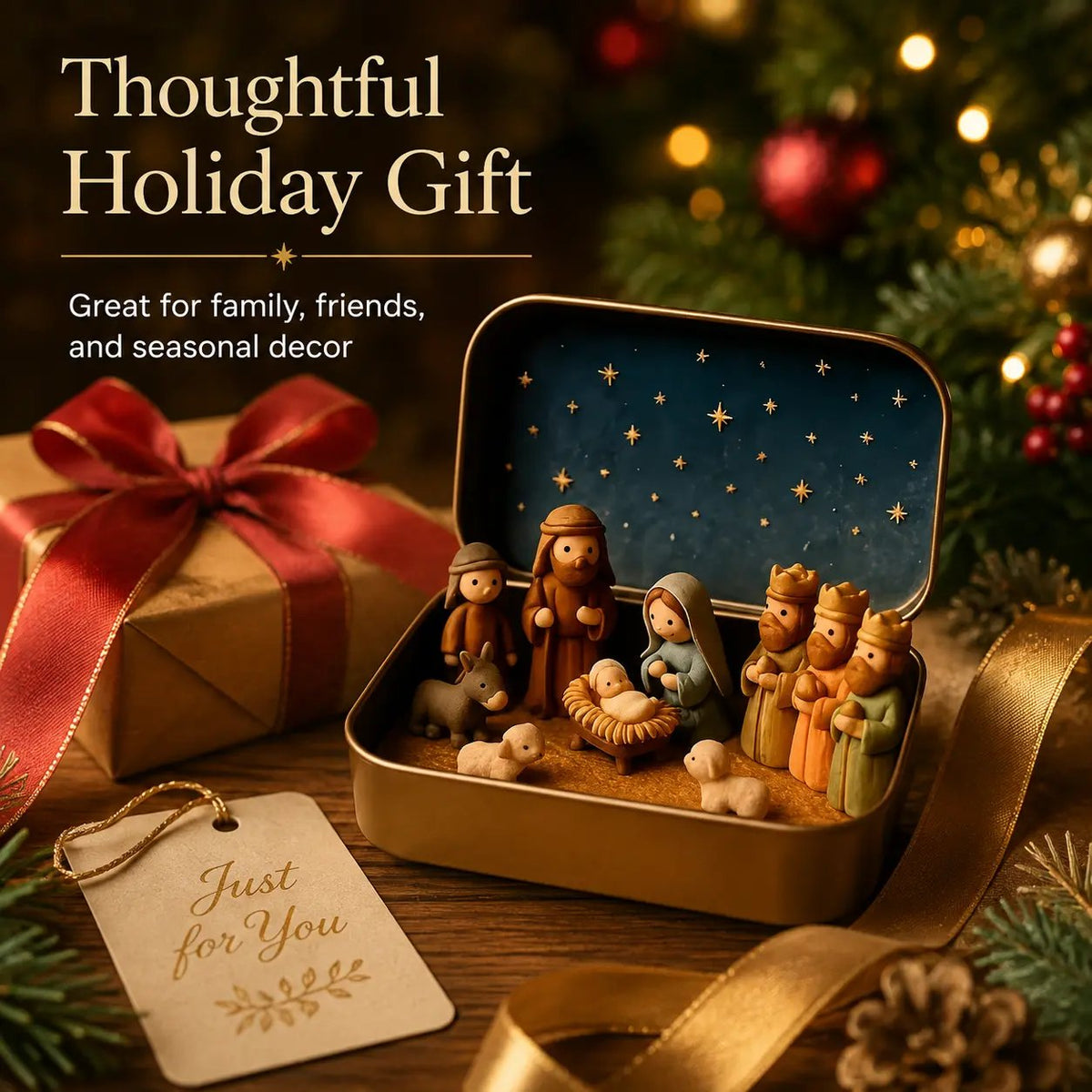 Mini Nativity Scene Keepsake Tin — 🙏Pocket-Sized Christmas Holy Family Set
