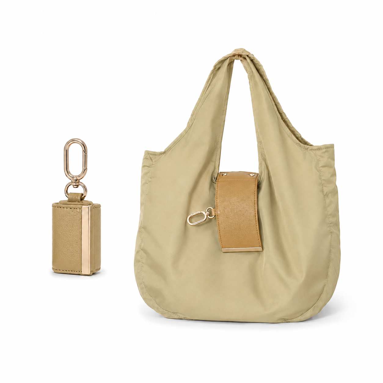 Foldable Keychain Tote Bag, Reusable Shopping Bag with Key Ring