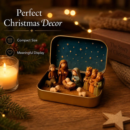 Mini Nativity Scene Keepsake Tin — 🙏Pocket-Sized Christmas Holy Family Set