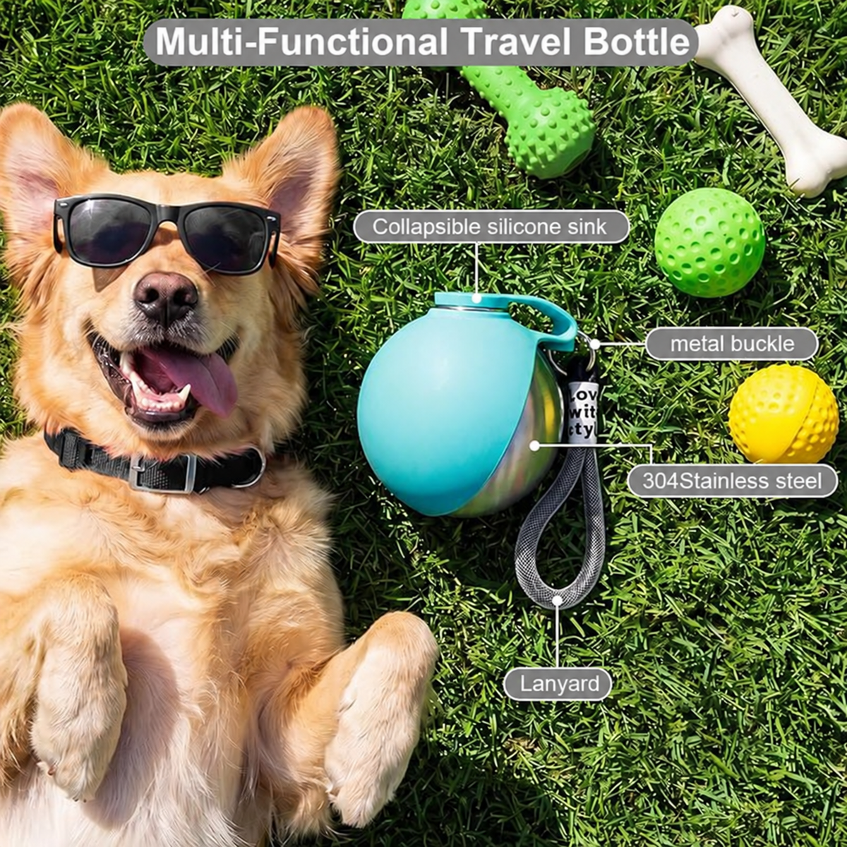 2-in-1 Portable Dog Water Bottle | Leak-Proof Travel Water Bowl for Small Dogs