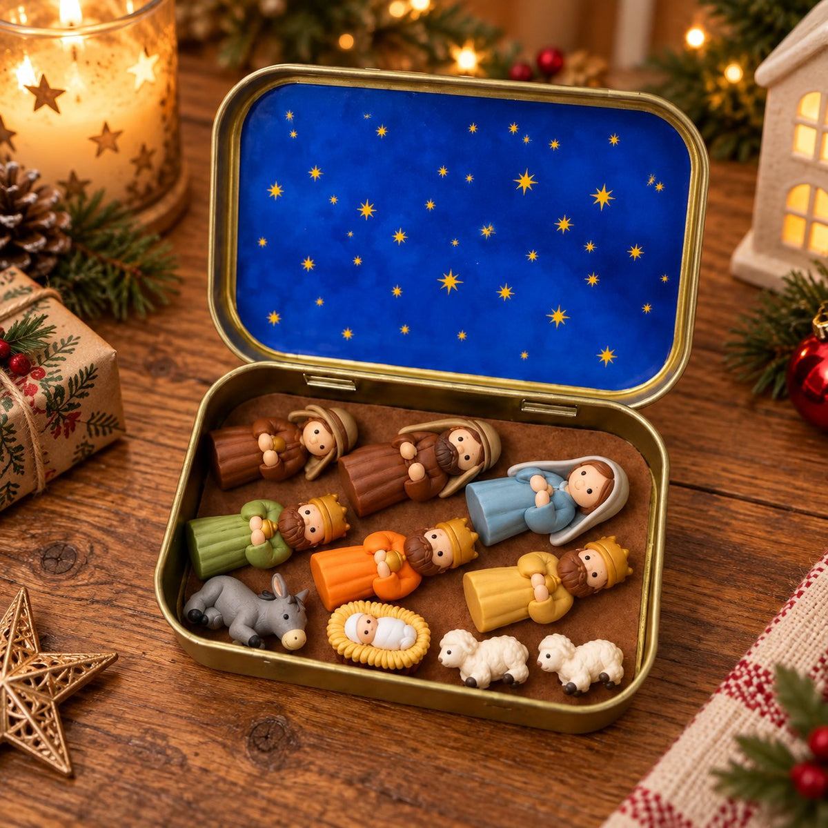 Mini Nativity Scene Keepsake Tin — 🙏Pocket-Sized Christmas Holy Family Set